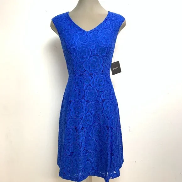 ellen tracy fit and flare dress Fit-and-Flare Lace Midi Dress – Olvi's Lace main image 0